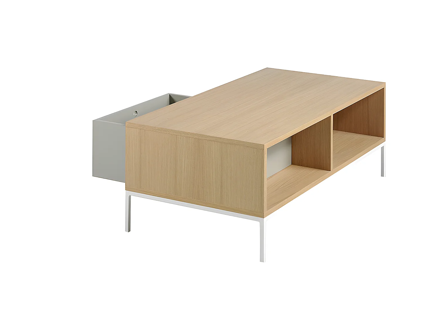 Tavolino rettangolare in rovere e acciaio bianco   2016 ANGEL CERDA