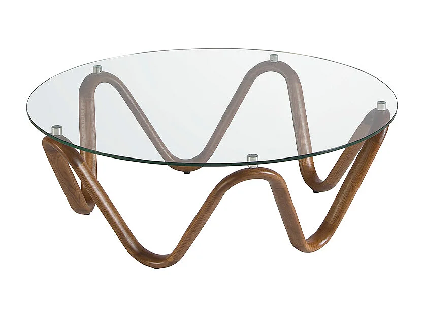 Table basse ronde en verre trempé et noyer 2124 ANGEL CERDA