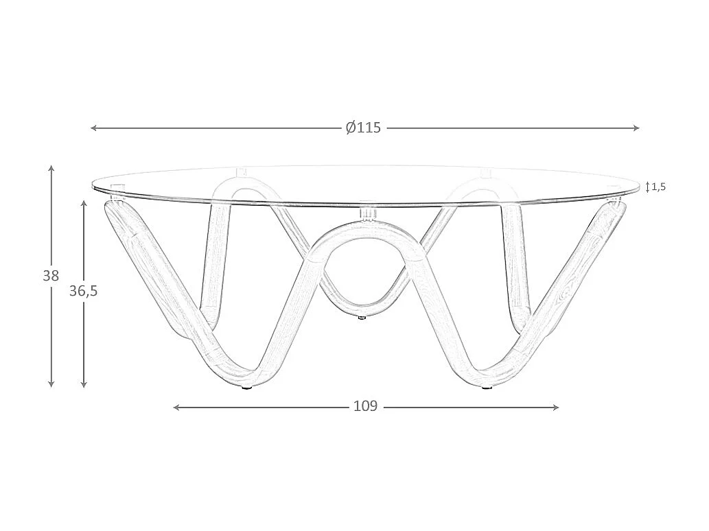 Table basse ronde en verre trempé et noyer 2124 ANGEL CERDA