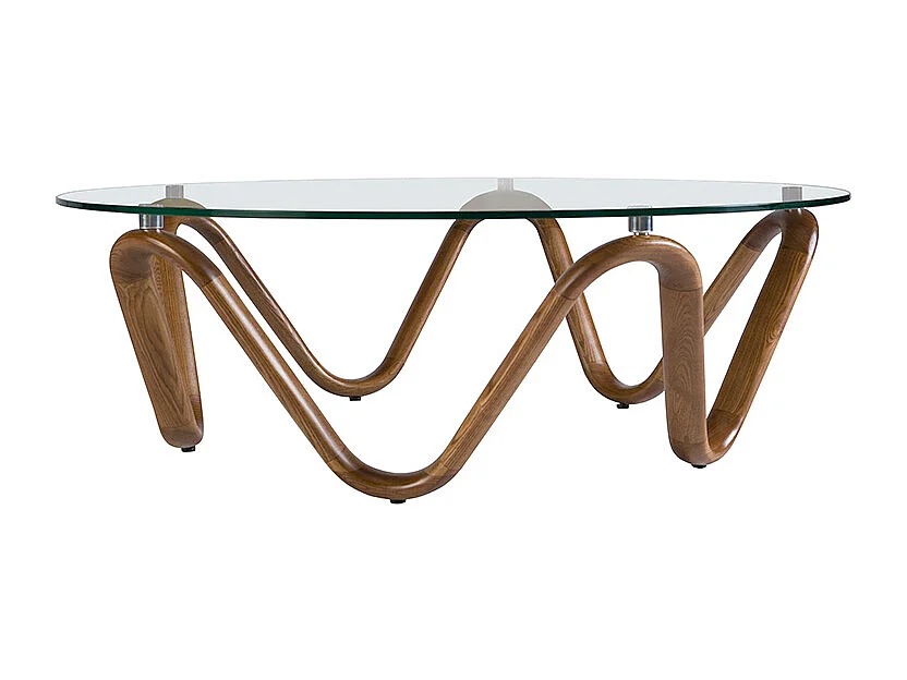 Table basse ronde en verre trempé et noyer 2124 ANGEL CERDA
