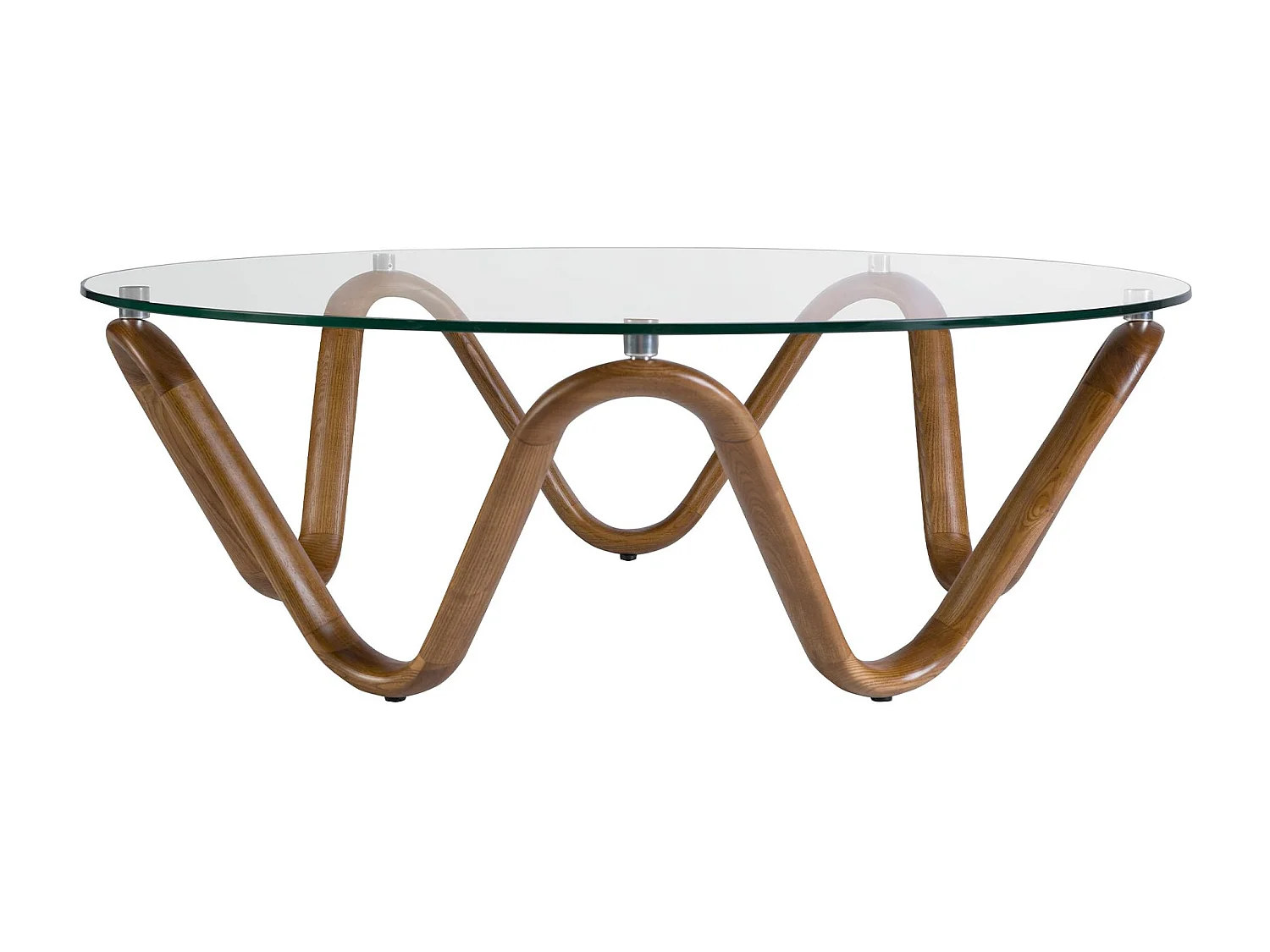 Ronde salontafel van gehard glas en walnoot 2124 ANGEL CERDA