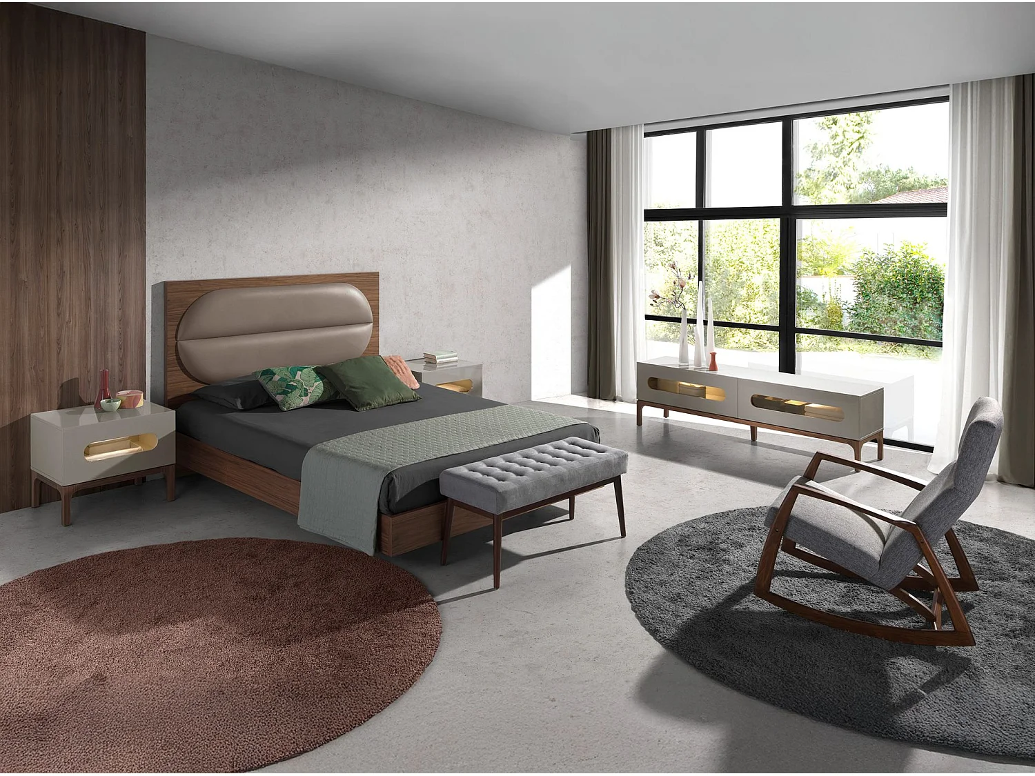 Donkergrijze stoffen hocker 5107 ANGEL CERDA