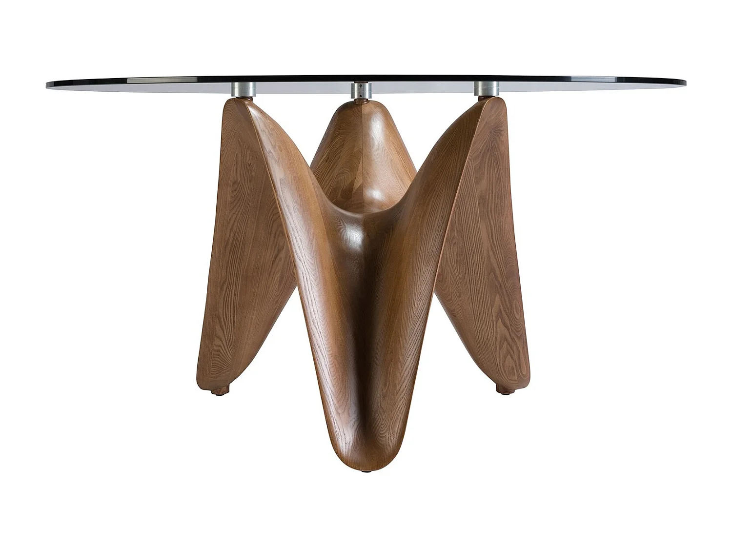 Eettafel rond gehard glas en walnootkleurig hout 1126-Ø130 ANGEL CERDA