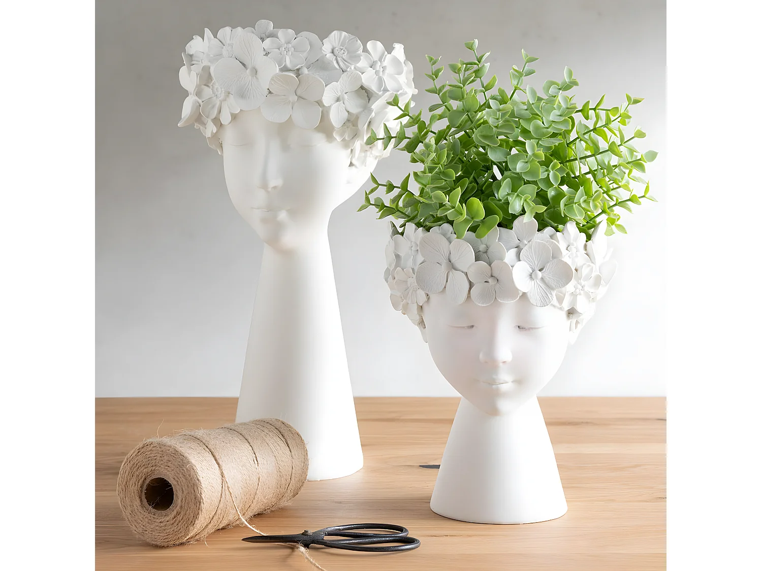 Cache-Pot Déco "Tête" 23cm Blanc