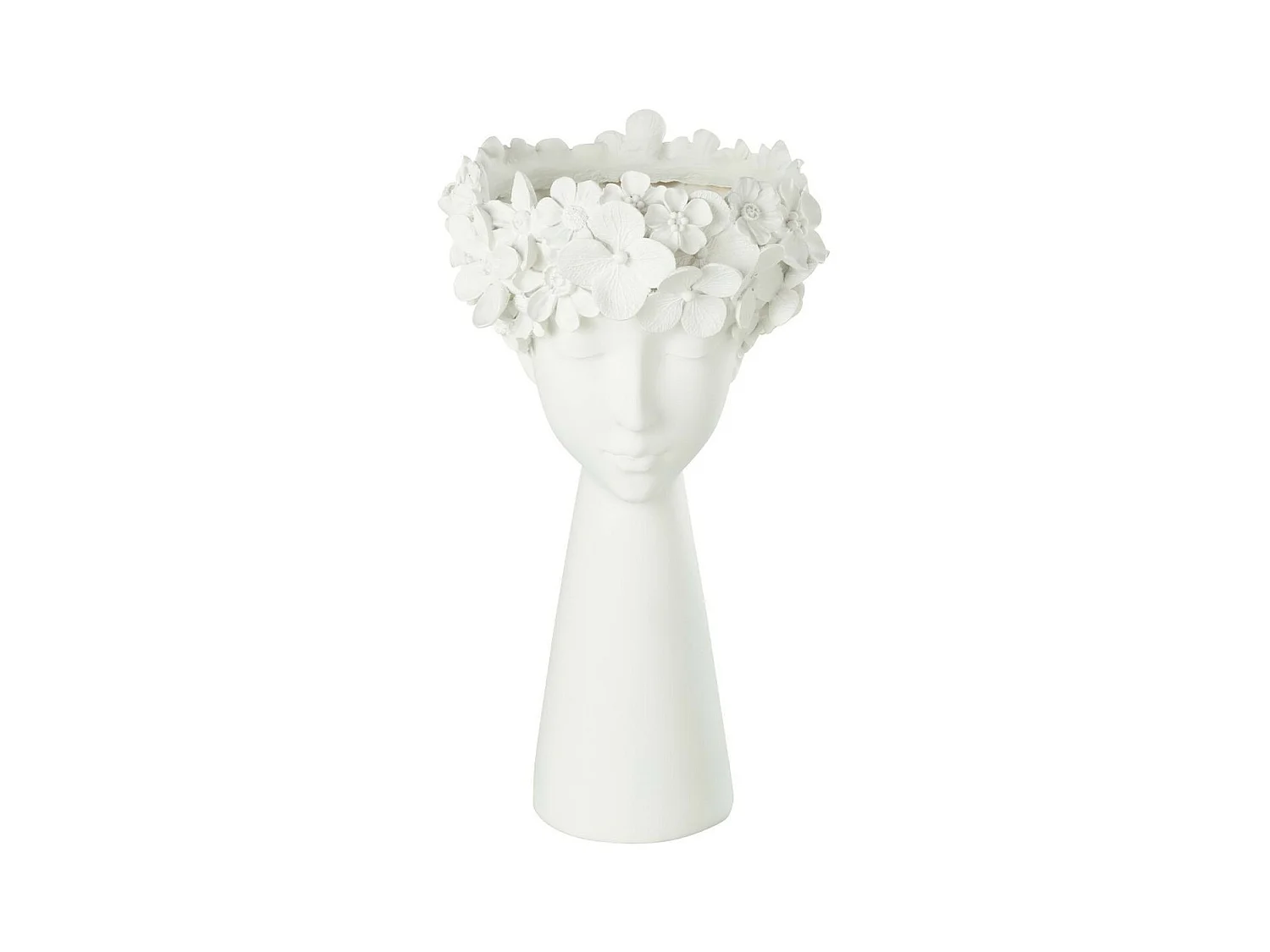 Cachepot tete Résine blanc 23x23x41cm