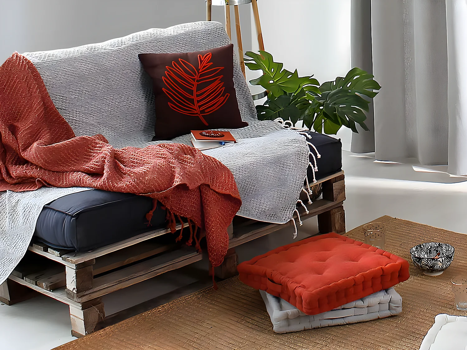 Manta jacquard con flecos 130 x 160 cm