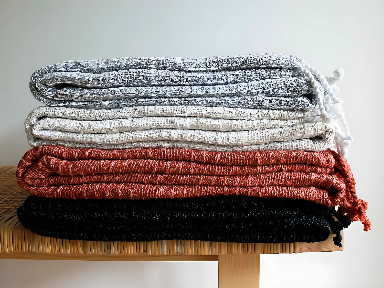 Manta jacquard con flecos 130 x 160 cm