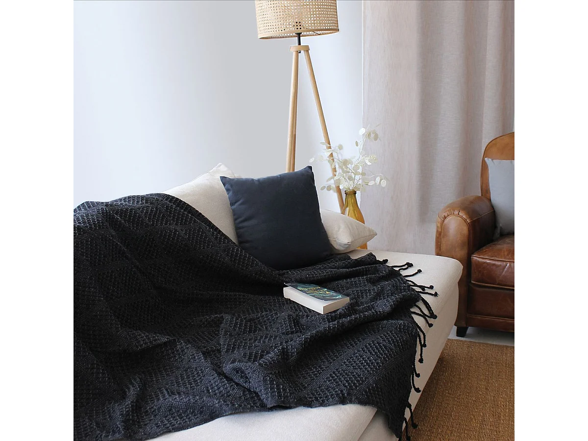 Jacquard-Decke mit Fransen 130 x 160 cm