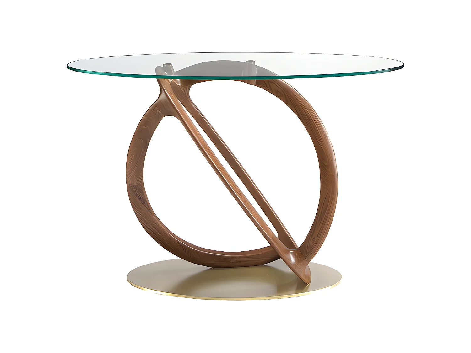 Ovaler Konsolentisch aus gehärtetem Glas und Walnuss  3246 ANGEL CERDA