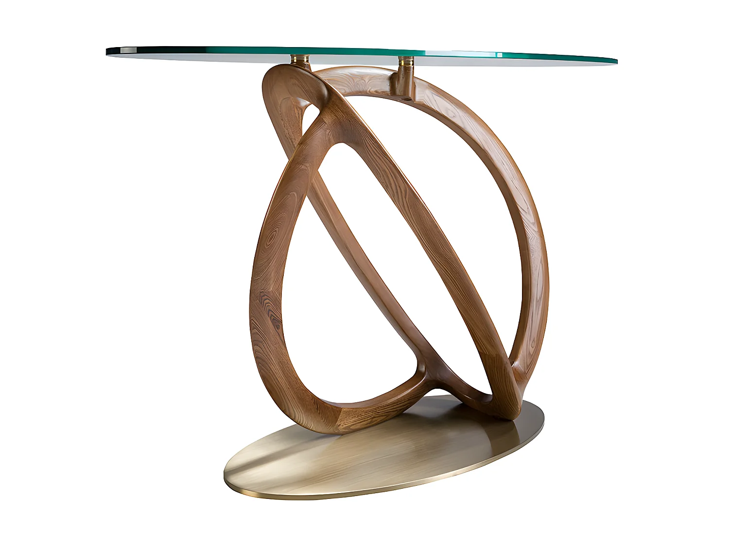 Ovaler Konsolentisch aus gehärtetem Glas und Walnuss  3246 ANGEL CERDA