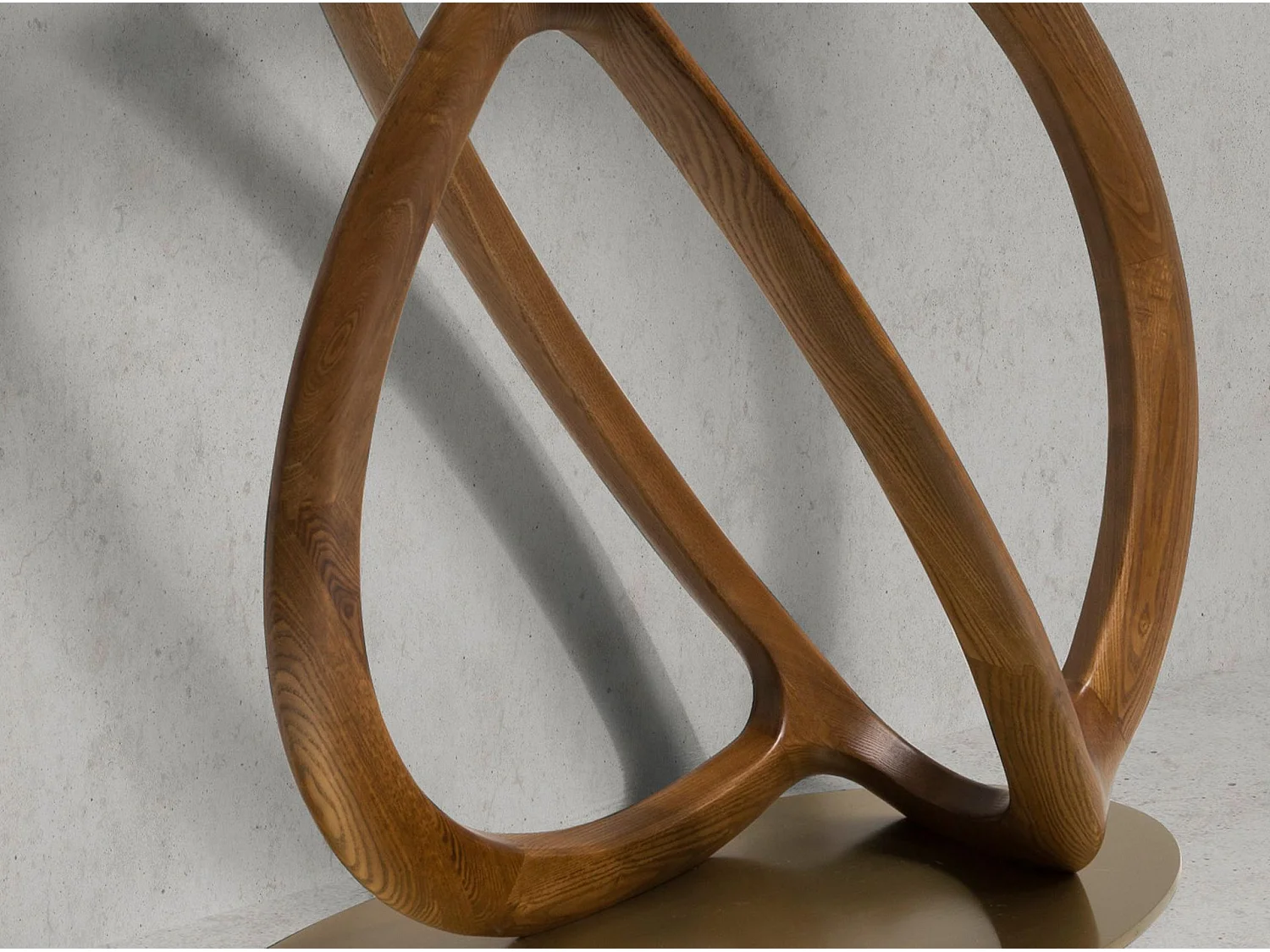 Oval Konsole oval gehärtetem Glas, Nussbaum und golden poliertem Stahl 3246 ANGEL CERDA