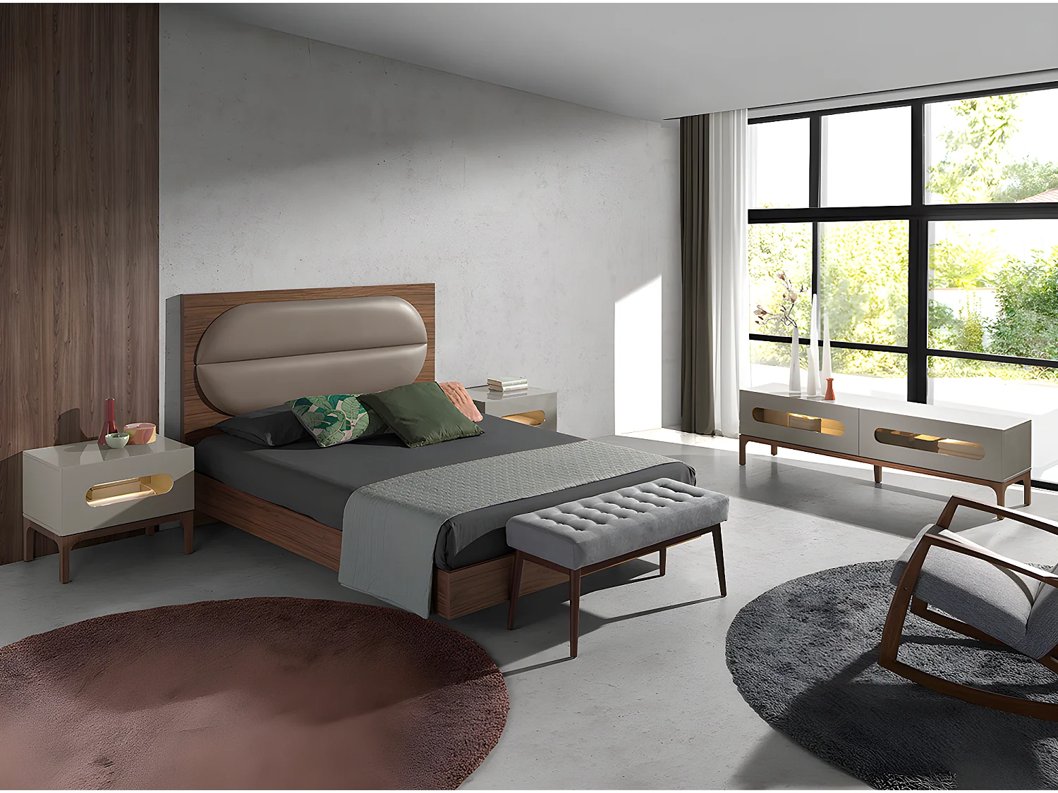 TV-Schrank aus Grau- und Walnussholz mit Innenbeleuchtung  3242 ANGEL CERDA