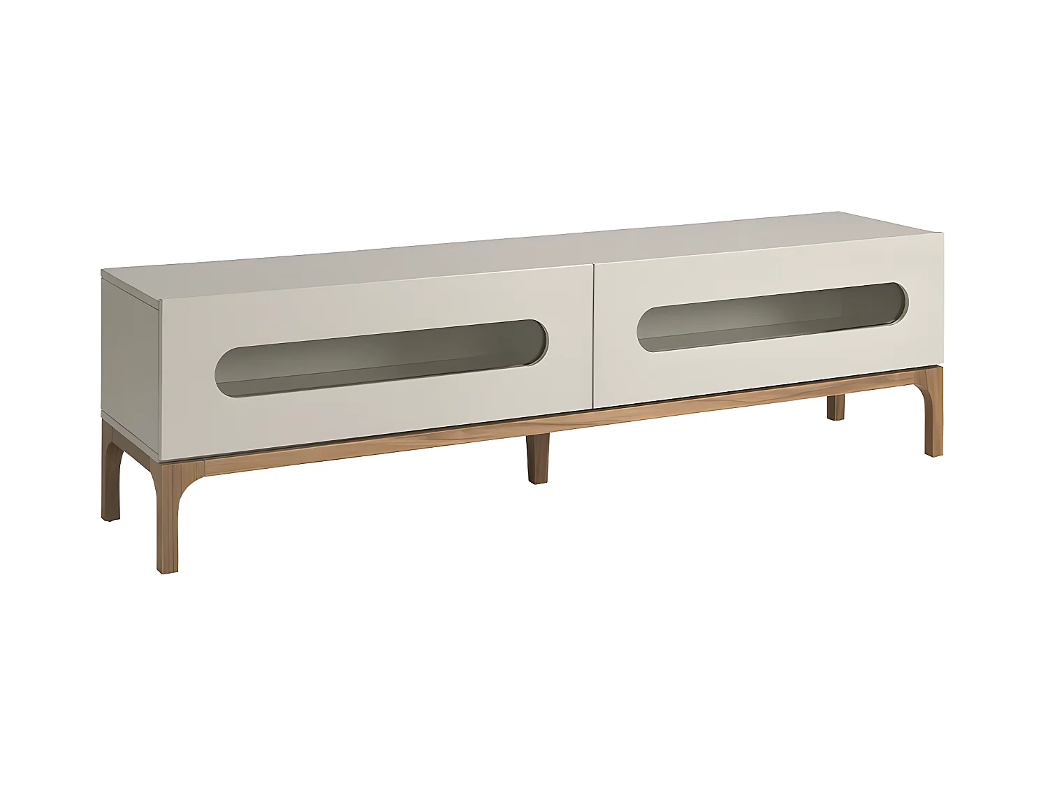 Meuble TV en bois gris et noyer avec éclairage intérieur 3242 ANGEL CERDA