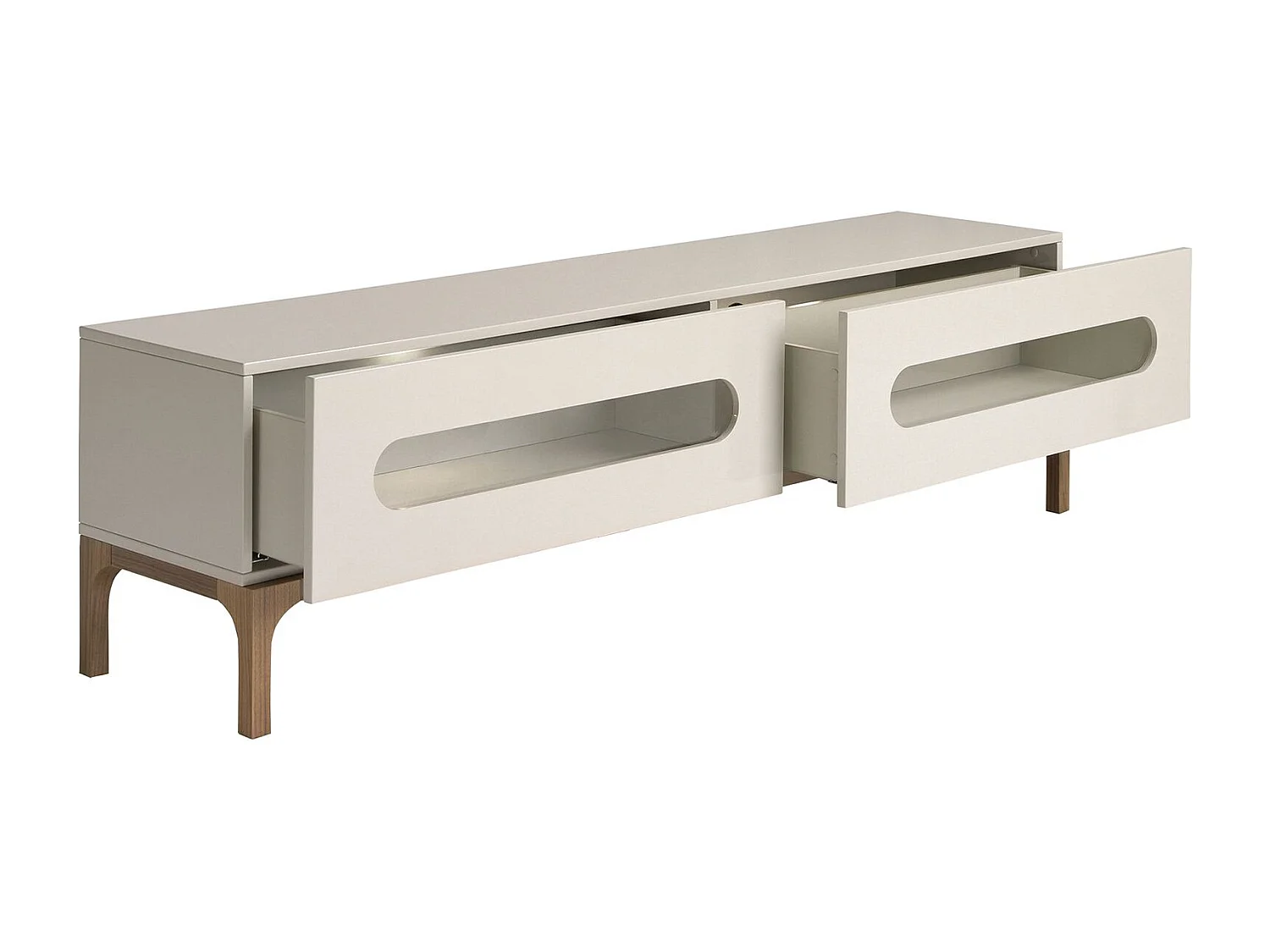 Meuble TV en bois gris et noyer avec éclairage intérieur 3242 ANGEL CERDA