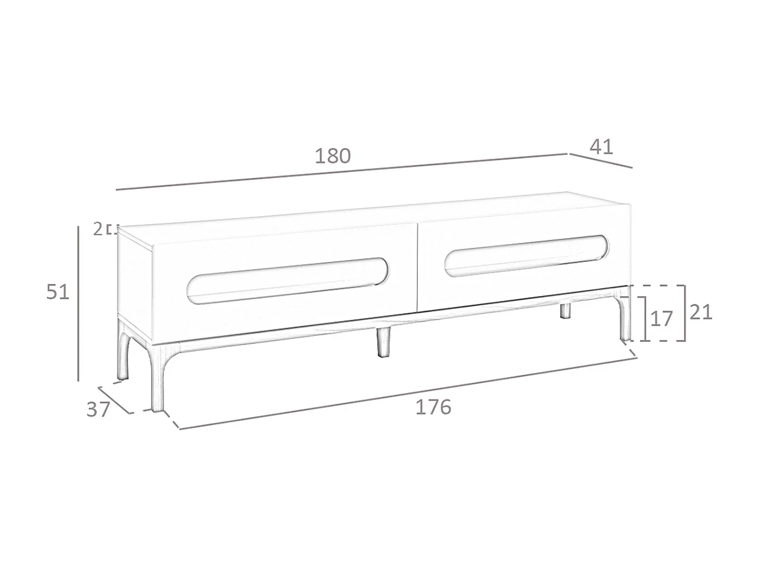 Meuble TV en bois gris et noyer avec éclairage intérieur 3242 ANGEL CERDA