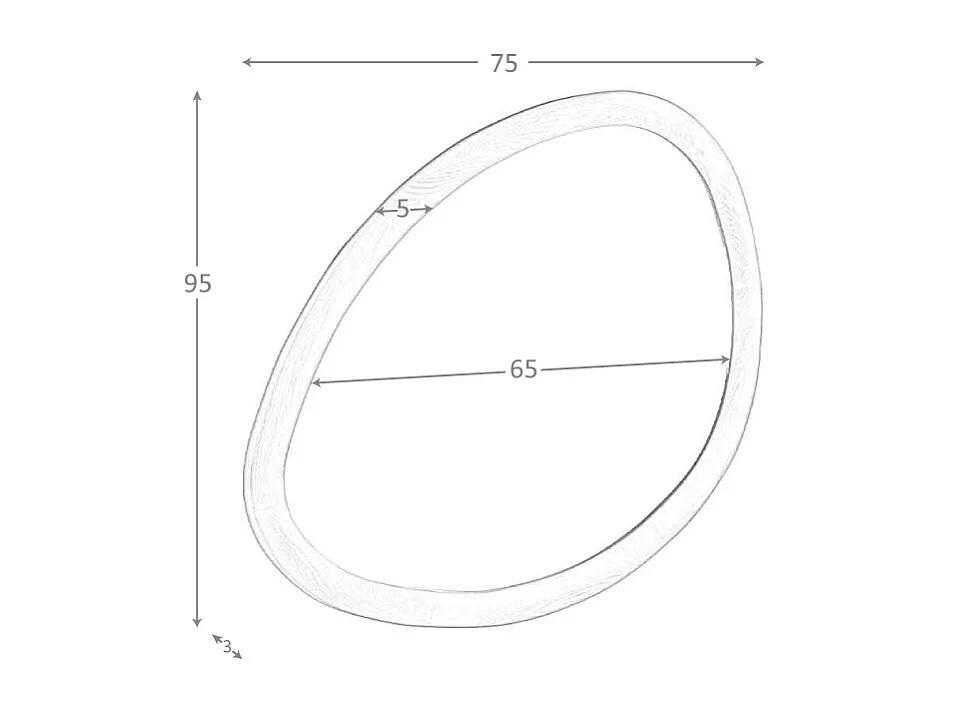 Wandspiegel in walnootkleur met organische vorm 3245 ANGEL CERDA