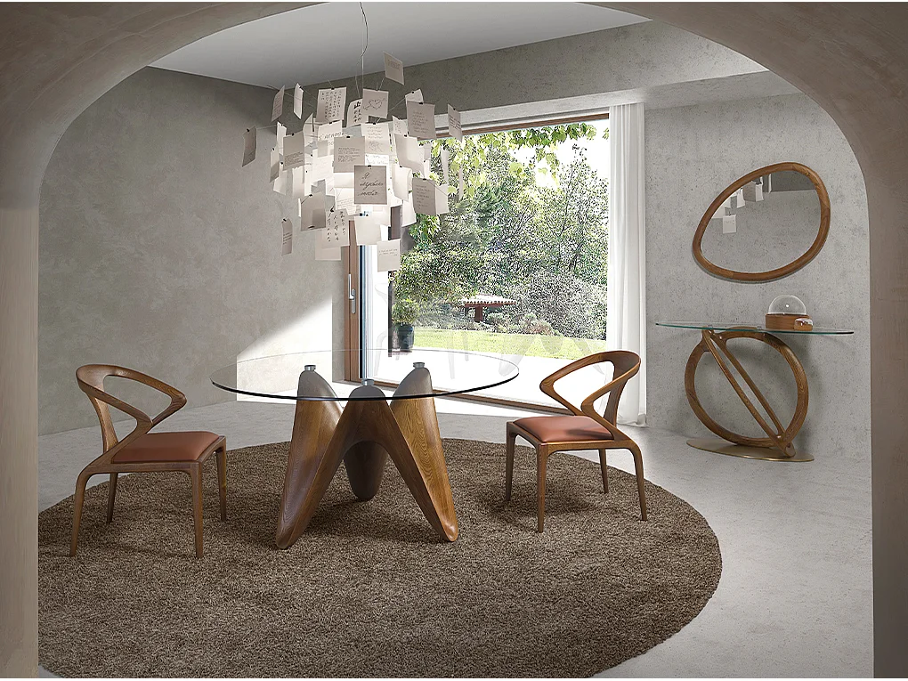 Wandspiegel in walnootkleur met organische vorm 3245 ANGEL CERDA