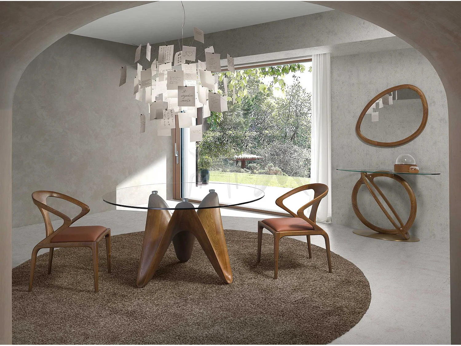 Miroir mural forme organique noyer 3245 ANGEL CERDA