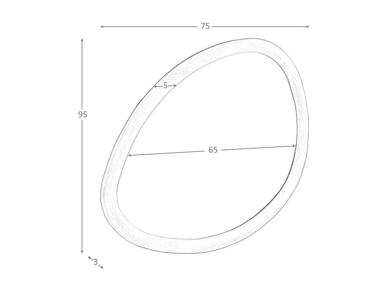 Miroir mural forme organique noyer 3245 ANGEL CERDA