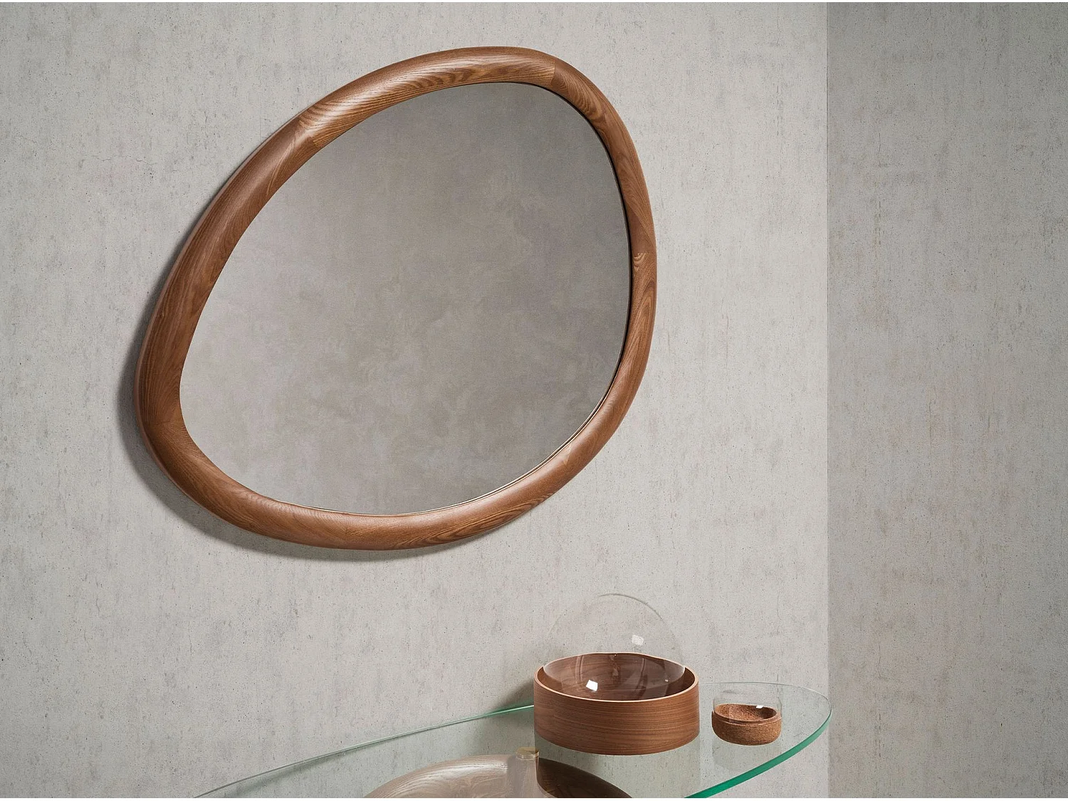 Miroir mural forme organique noyer 3245 ANGEL CERDA