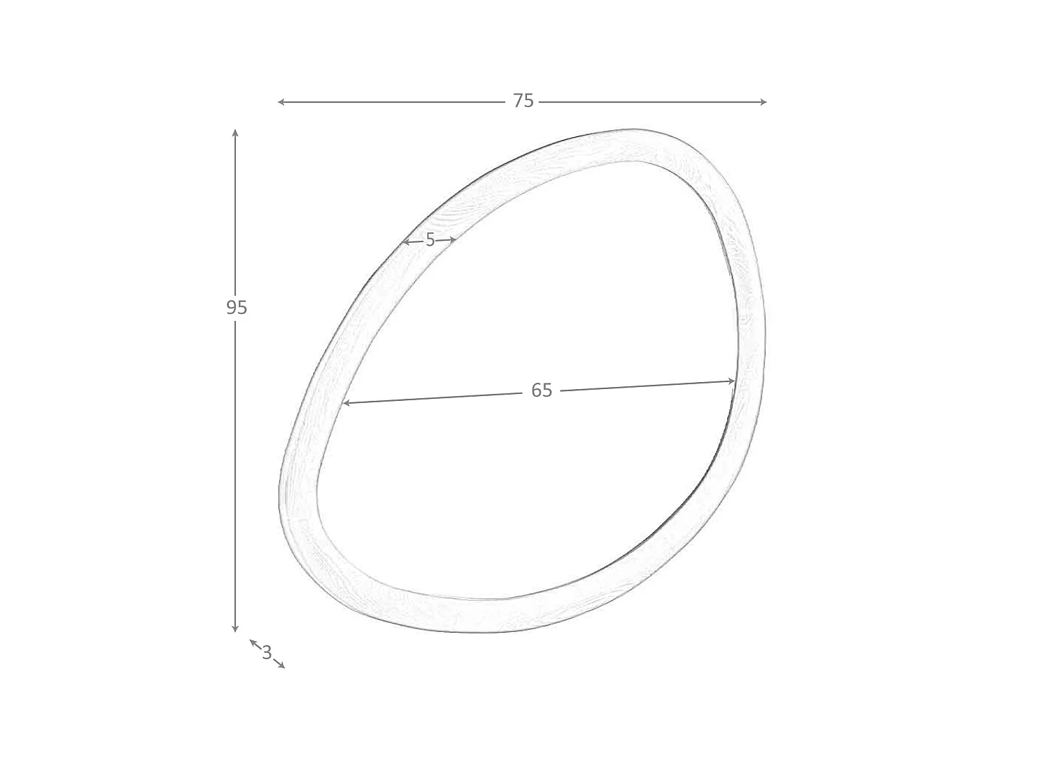 Miroir mural forme organique noyer 3245 ANGEL CERDA