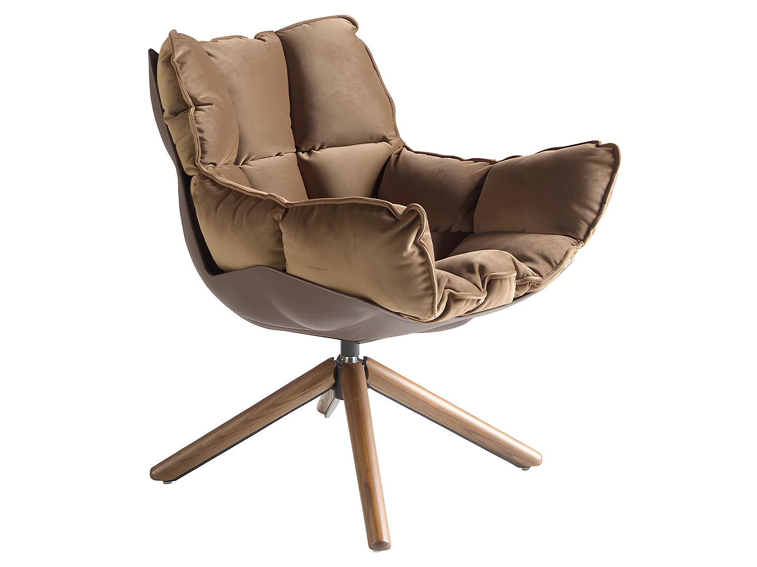Bruine fluwelen en bruine pvc draaifauteuil 5104 ANGEL CERDA