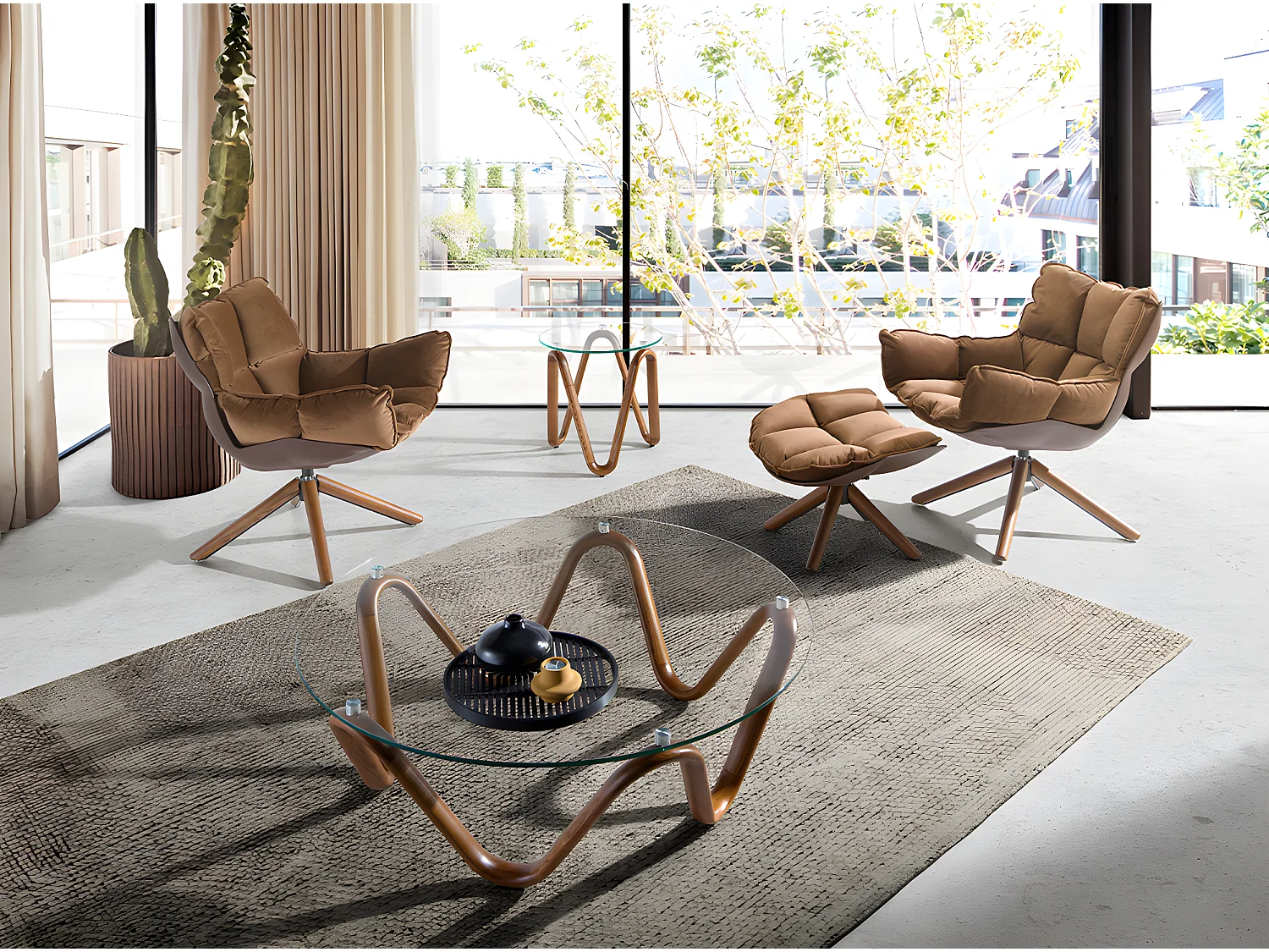 Bruine fluwelen en bruine pvc draaifauteuil 5104 ANGEL CERDA