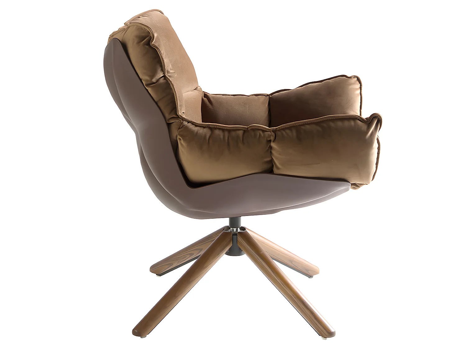 Bruine fluwelen en bruine pvc draaifauteuil 5104 ANGEL CERDA