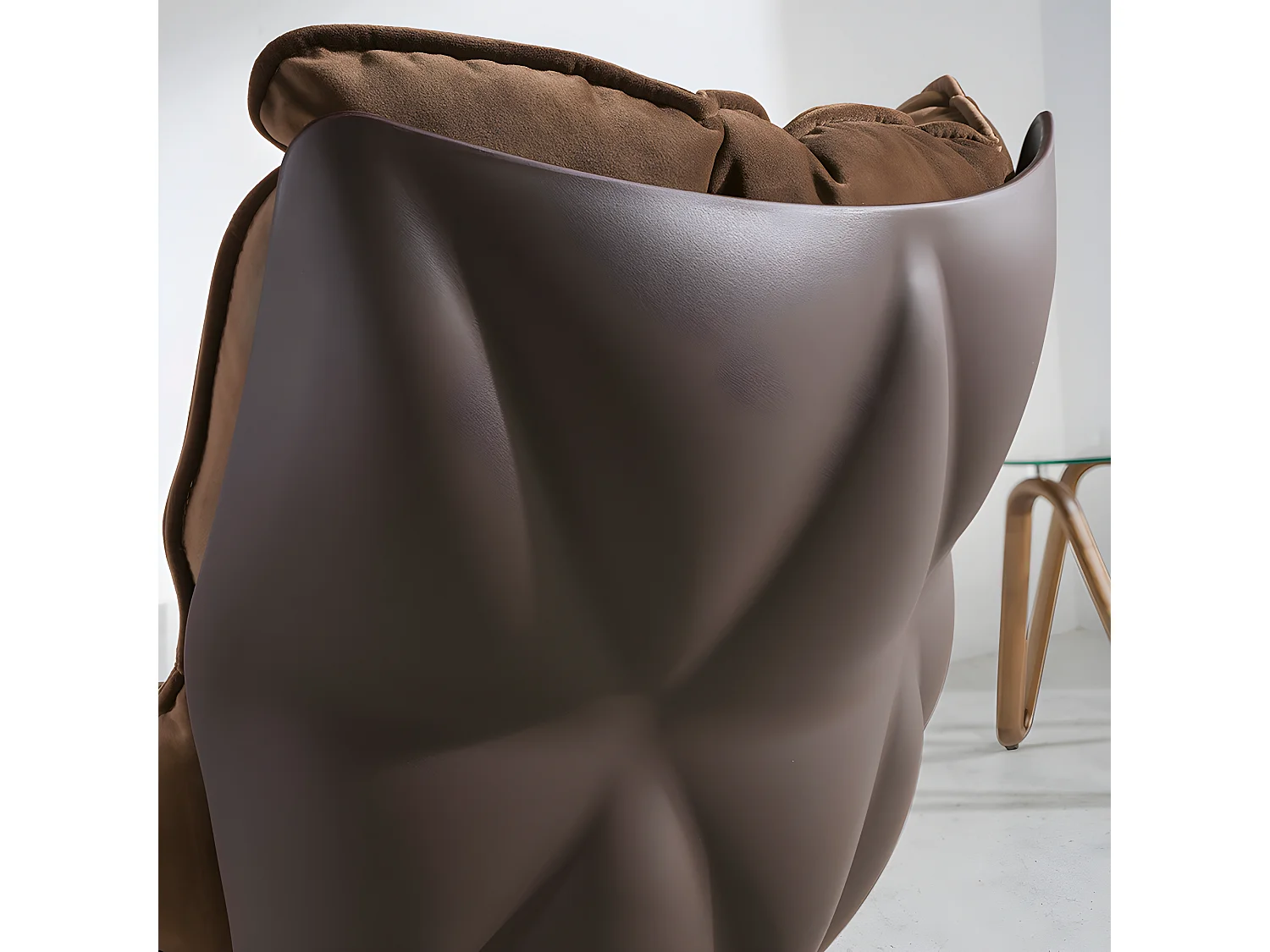 Bruine fluwelen en bruine pvc draaifauteuil 5104 ANGEL CERDA