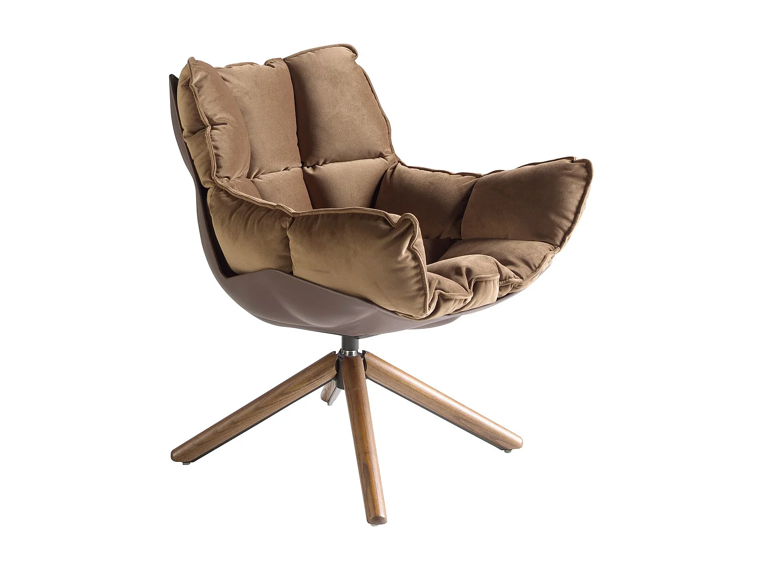 Fauteuil pivotant en velours marron et pvc marron 5104 ANGEL CERDA