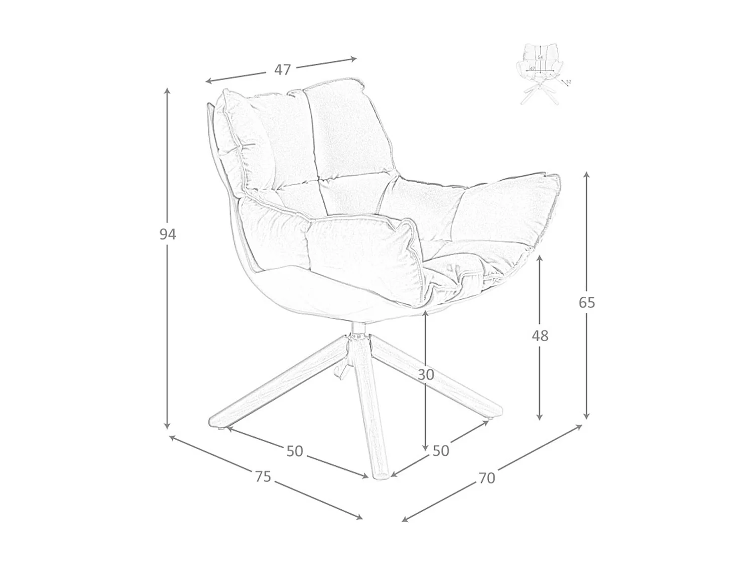 Fauteuil pivotant en velours marron et pvc marron 5104 ANGEL CERDA