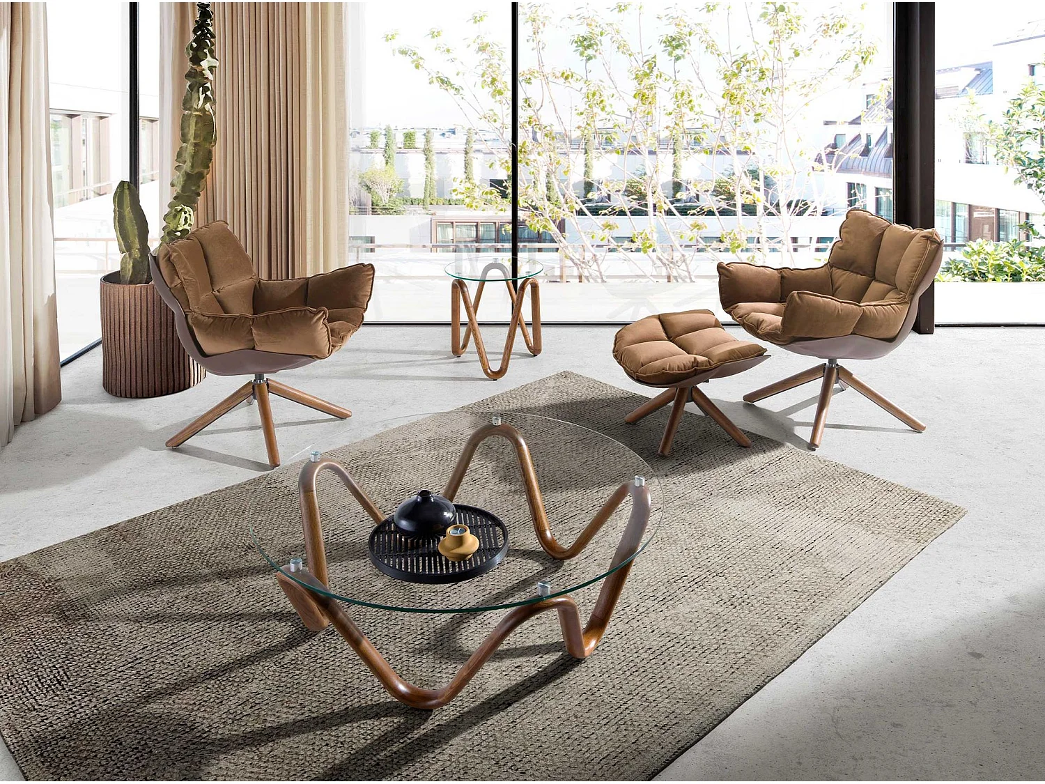 Fauteuil pivotant en velours marron et pvc marron 5104 ANGEL CERDA