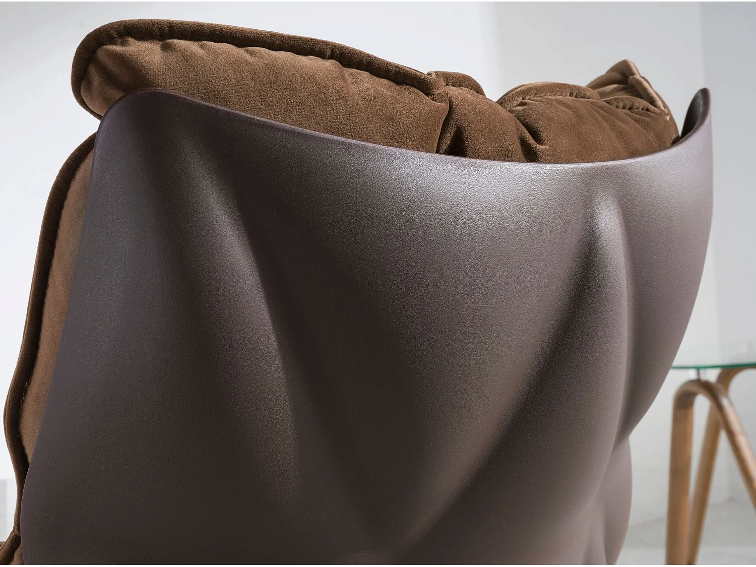 Fauteuil pivotant en velours marron et pvc marron 5104 ANGEL CERDA