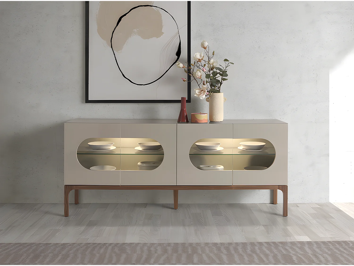 Sideboard aus Grau- und Walnussholz mit Innenbeleuchtung  3241 ANGEL CERDA