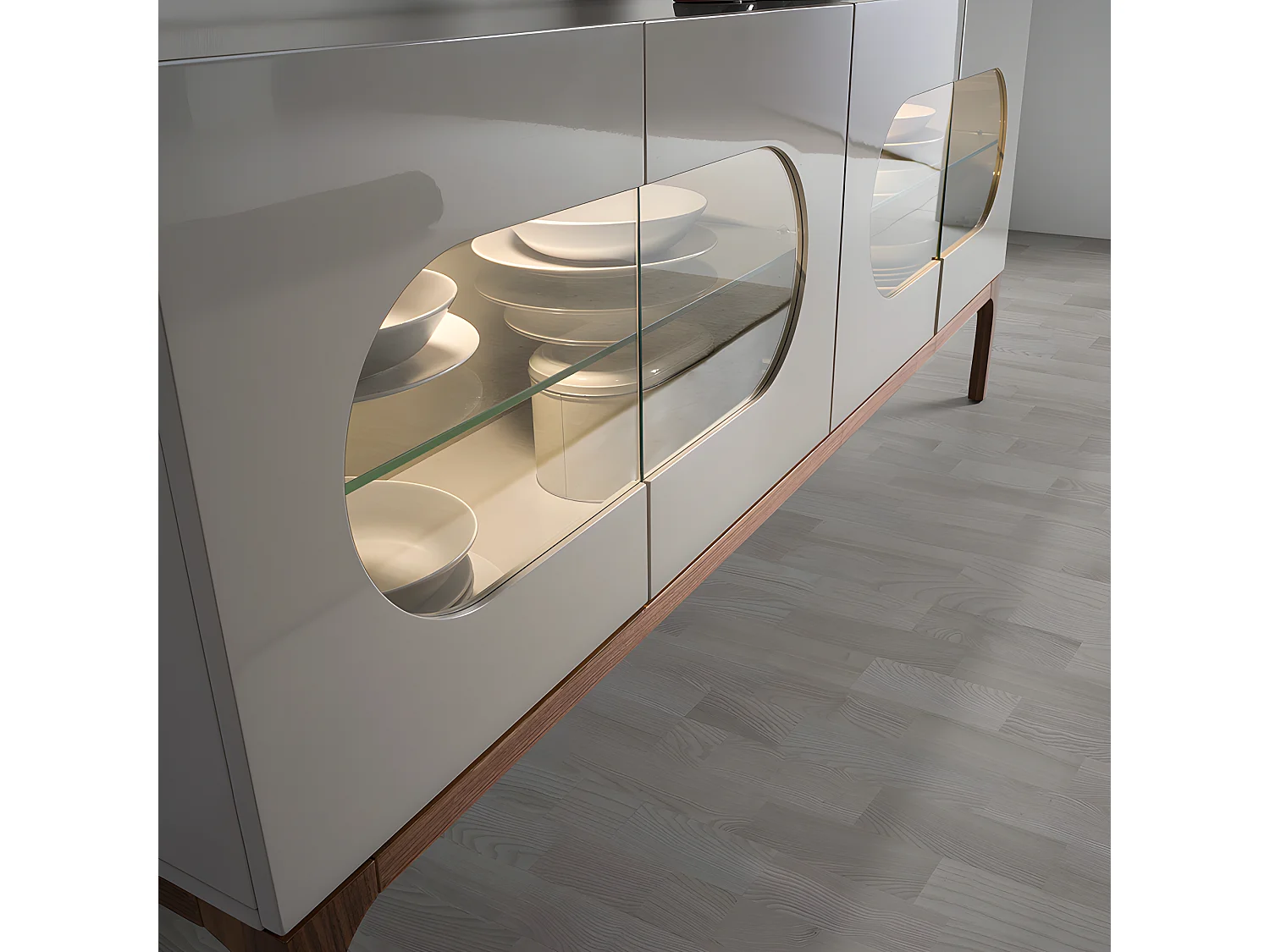 Sideboard aus Grau- und Walnussholz mit Innenbeleuchtung  3241 ANGEL CERDA