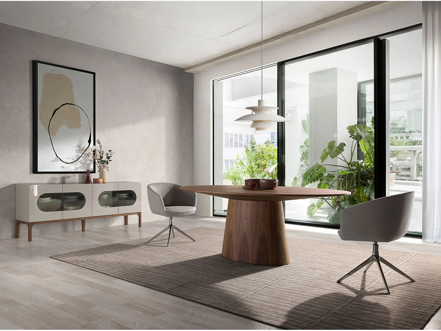 Buffet en noyer et gris avec éclairage intérieur 3241 ANGEL CERDA