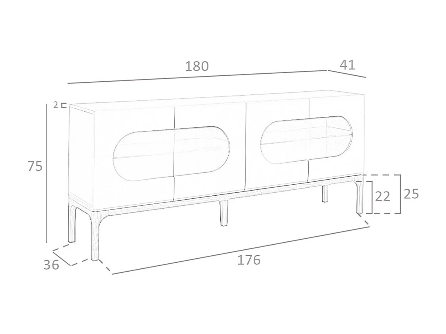 Dressoir van grijs en walnoothout met binnenverlichting 3241 ANGEL CERDA