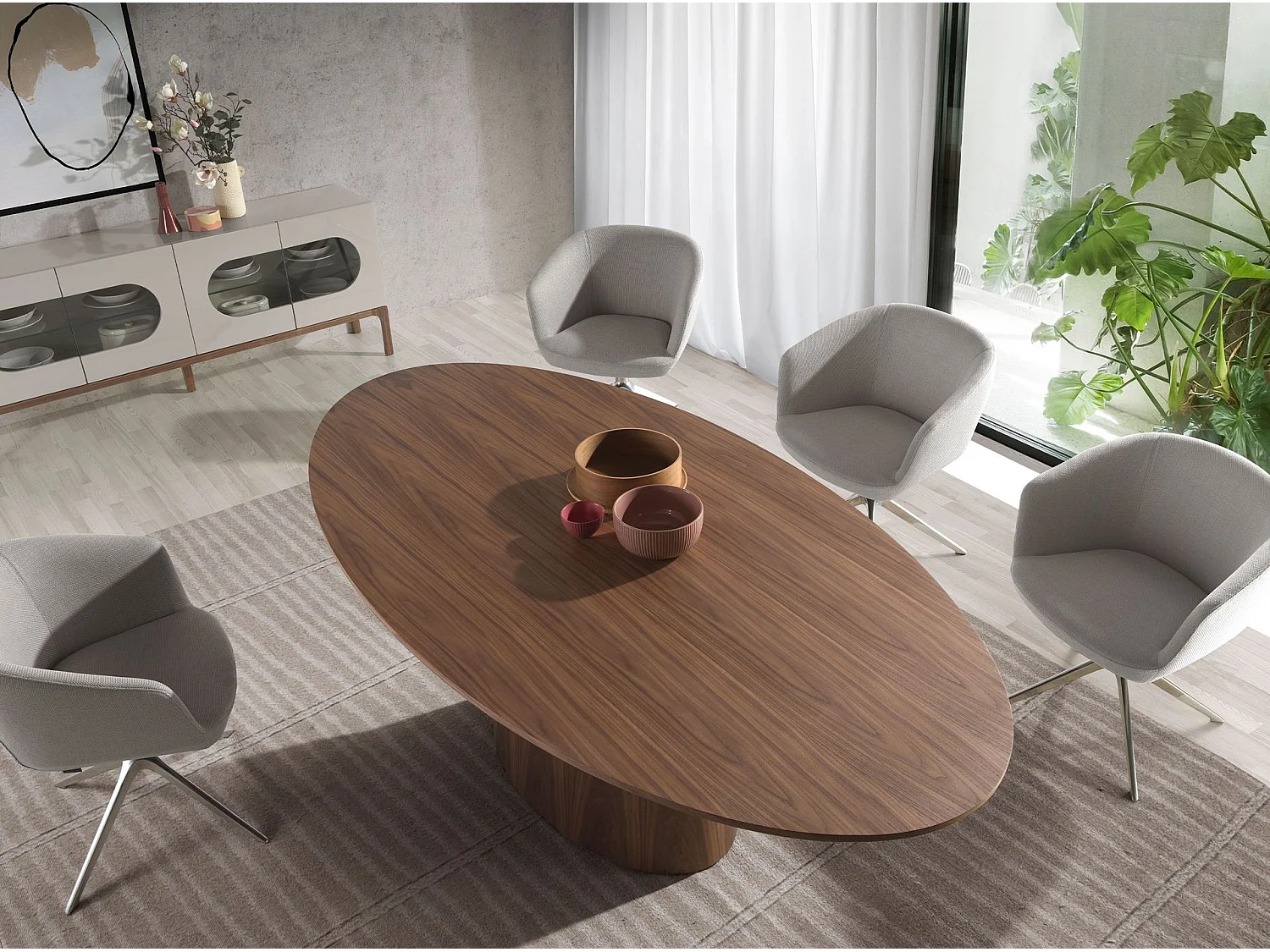 Buffet en noyer et gris avec éclairage intérieur 3241 ANGEL CERDA