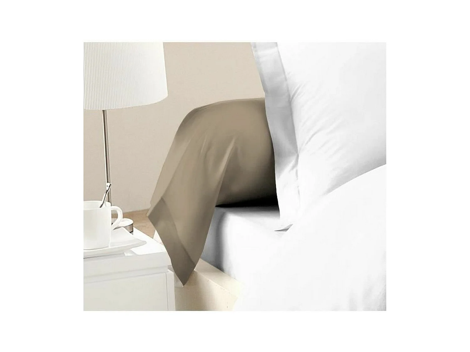 2 Taies de Traversin 100% coton 85 x 185 cm - Beige