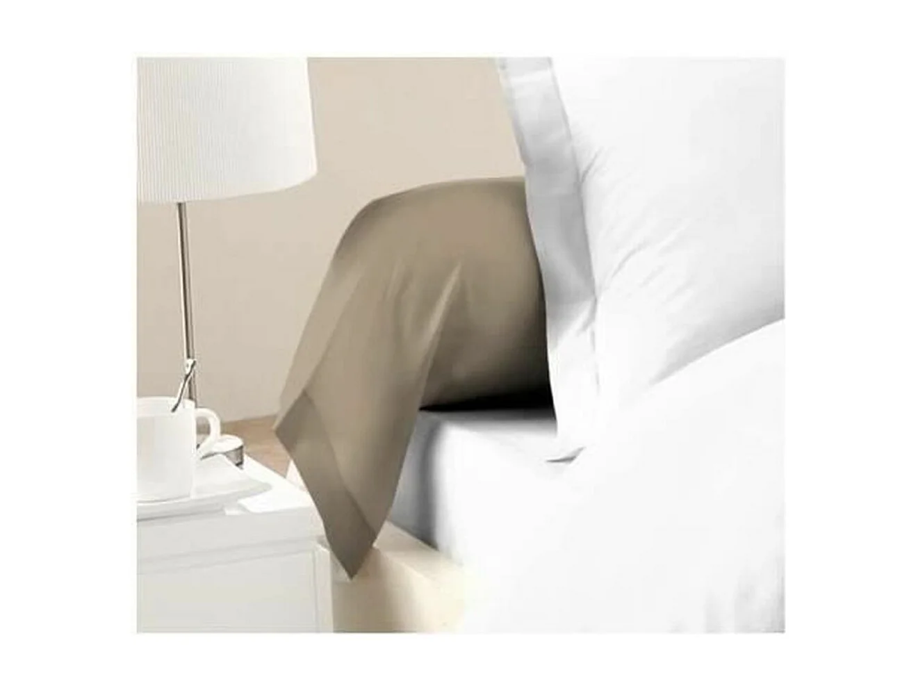 2 Taies de Traversin 100% coton 85 x 185 cm - Beige