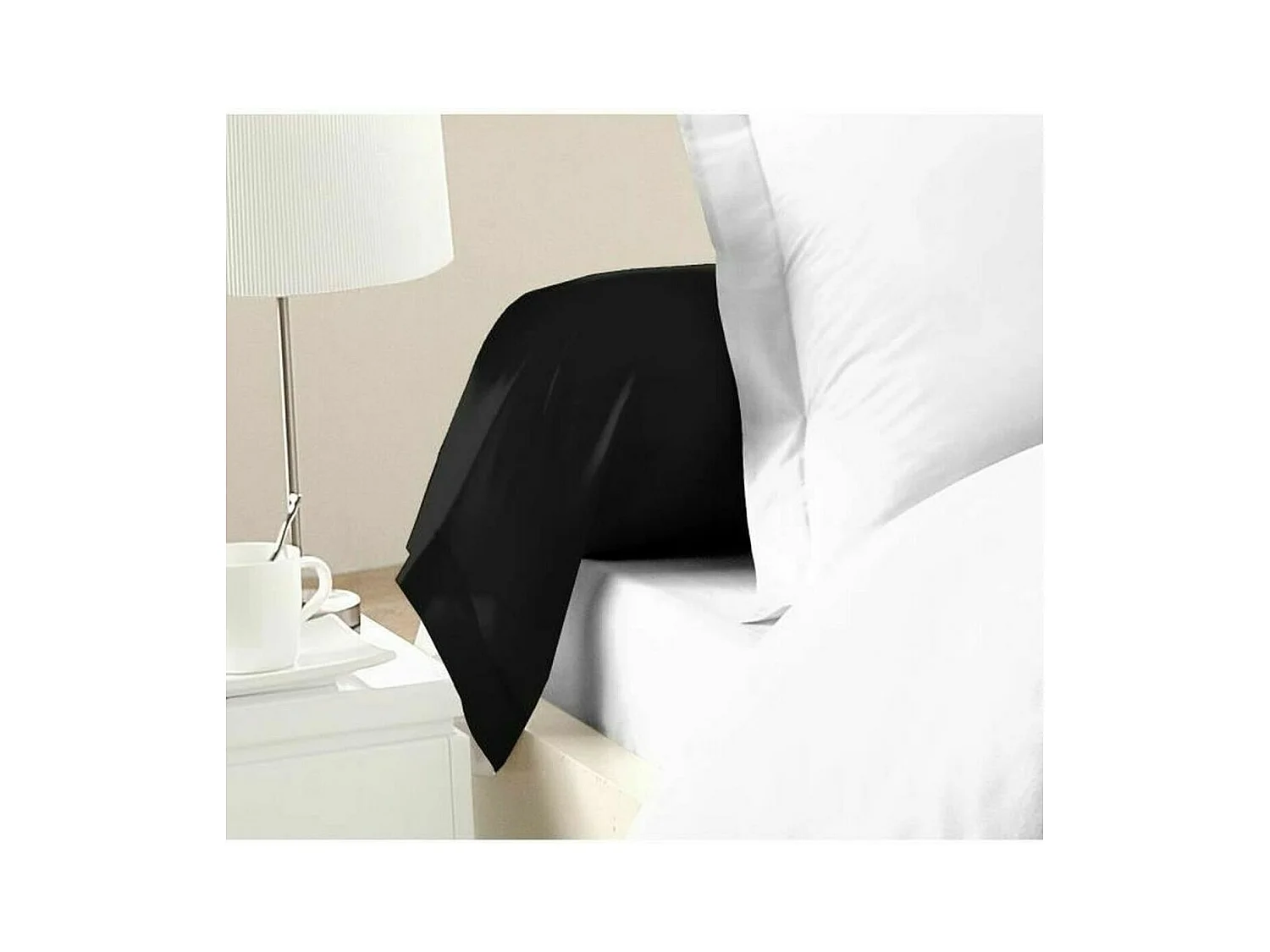 2 taies de traversin noir 100% coton 85 x 185 cm
