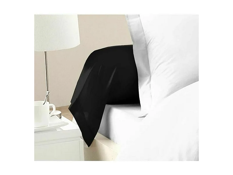 2 taies de traversin noir 100% coton 85 x 185 cm