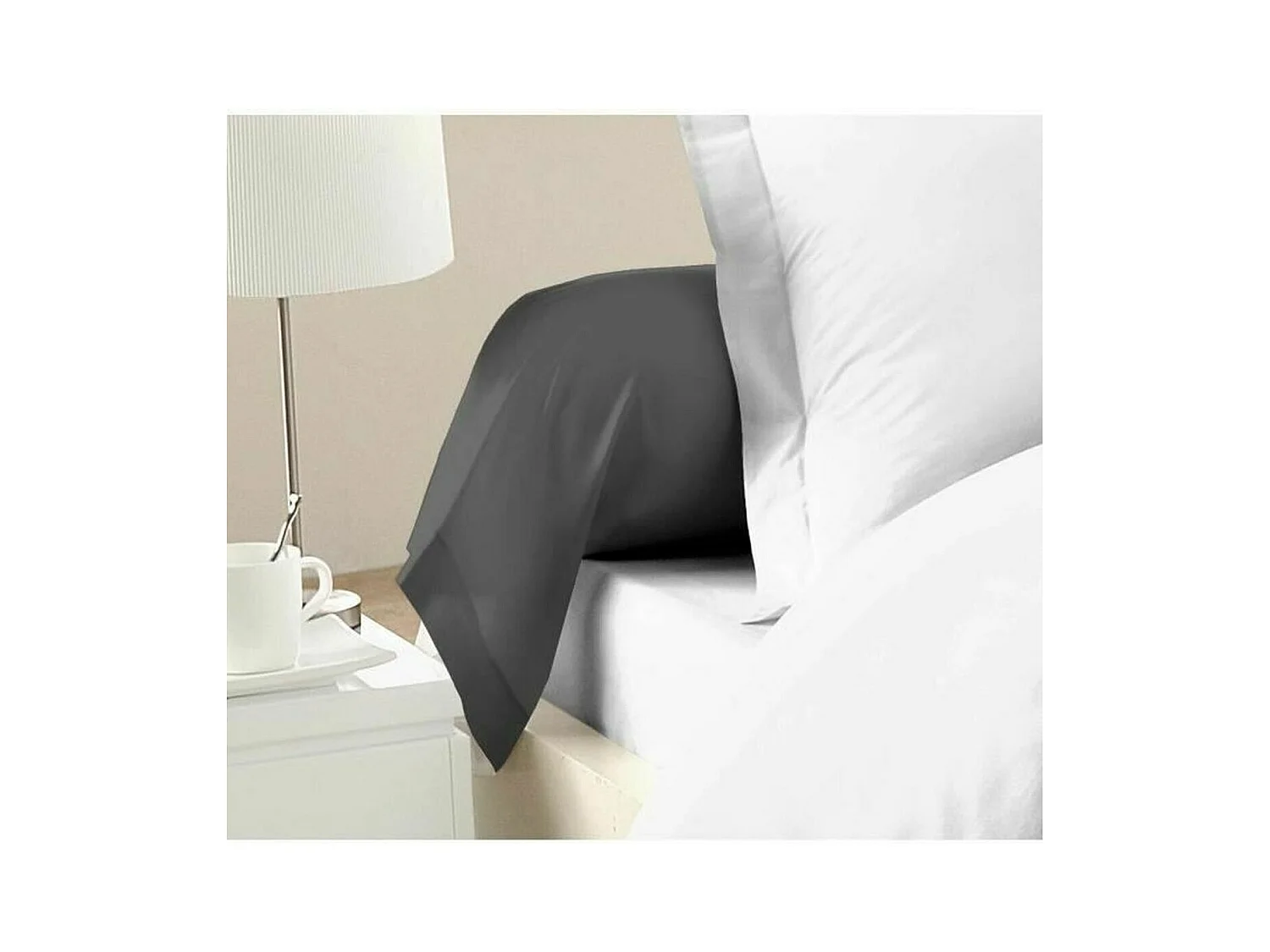 Lot de 2 Taies de Traversin 100% coton 85x185 cm gris foncé - Certifié OEKO-TEX