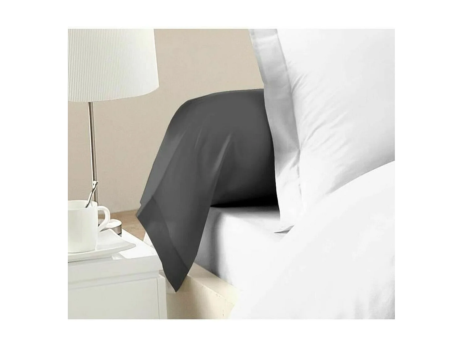 Lot de 2 Taies de Traversin 100% coton 85x185 cm gris foncé - Certifié OEKO-TEX