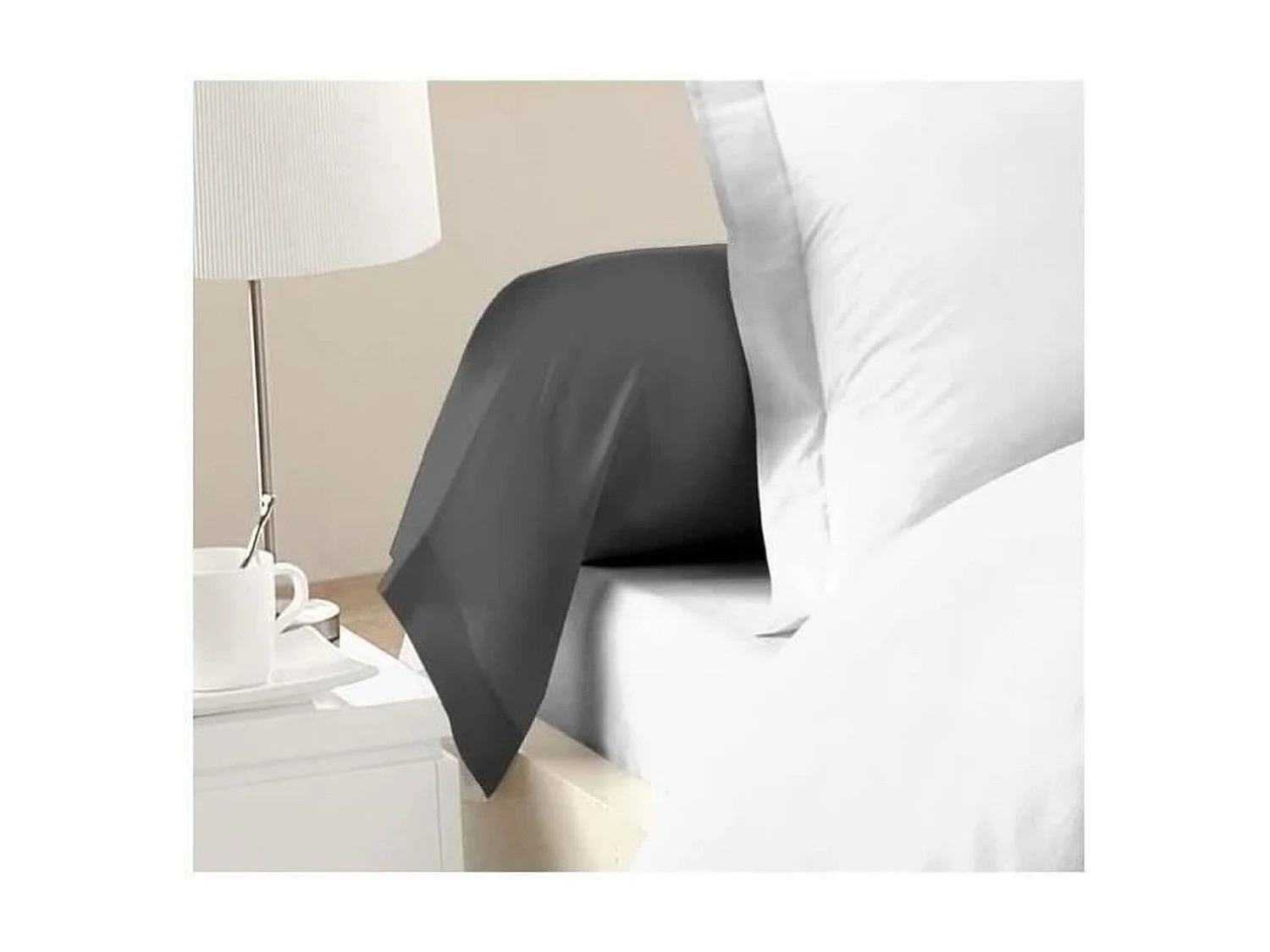 Lot de 2 Taies de Traversin 100% coton 85x185 cm gris foncé - Certifié OEKO-TEX