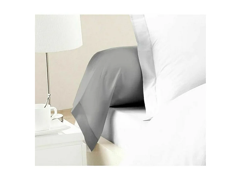 2 Taies de Traversin 100% coton 85 x 185 cm gris clair