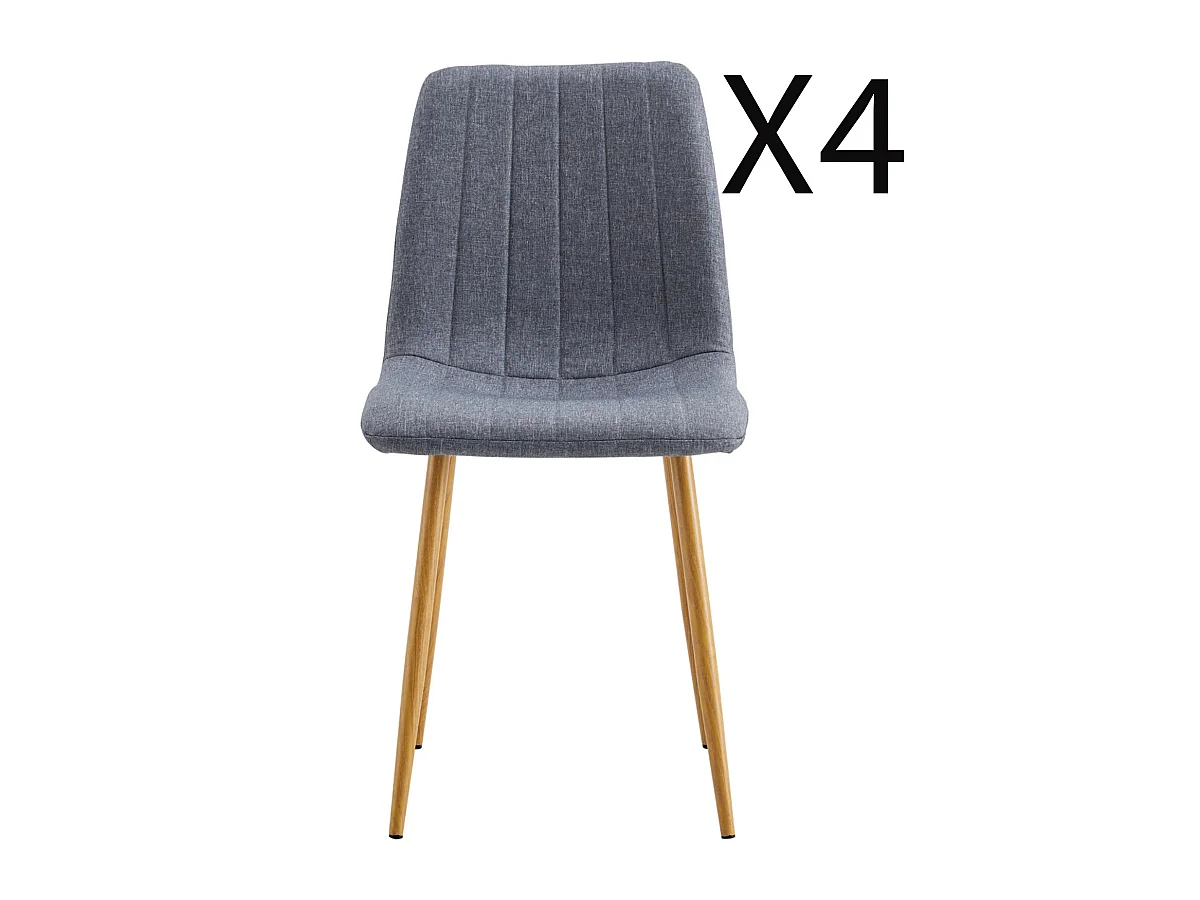 Lot de 4 chaises de salle à manger rembourées en tissu coloris Gris