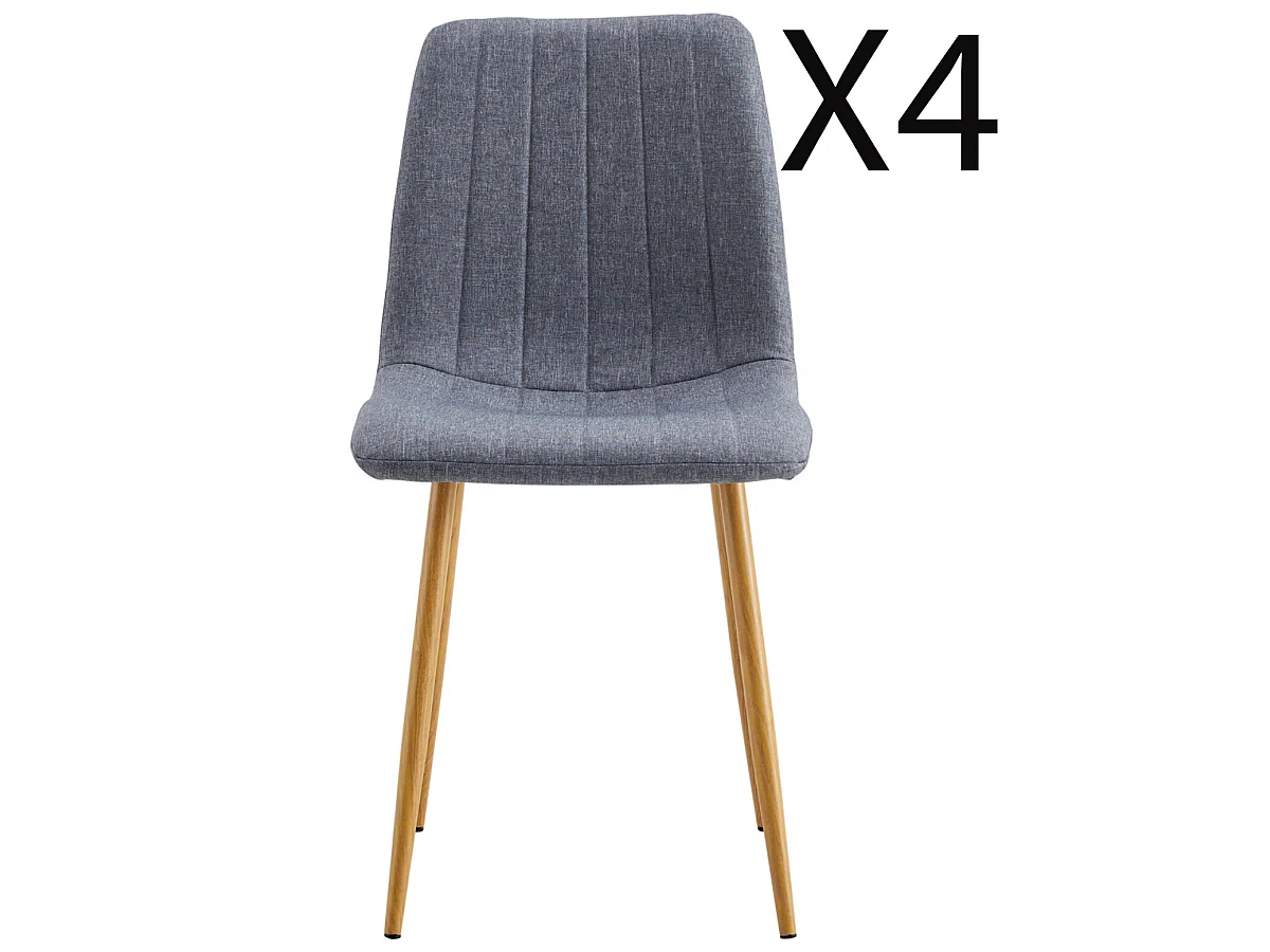 Lot de 4 chaises de salle à manger rembourées en tissu coloris Gris