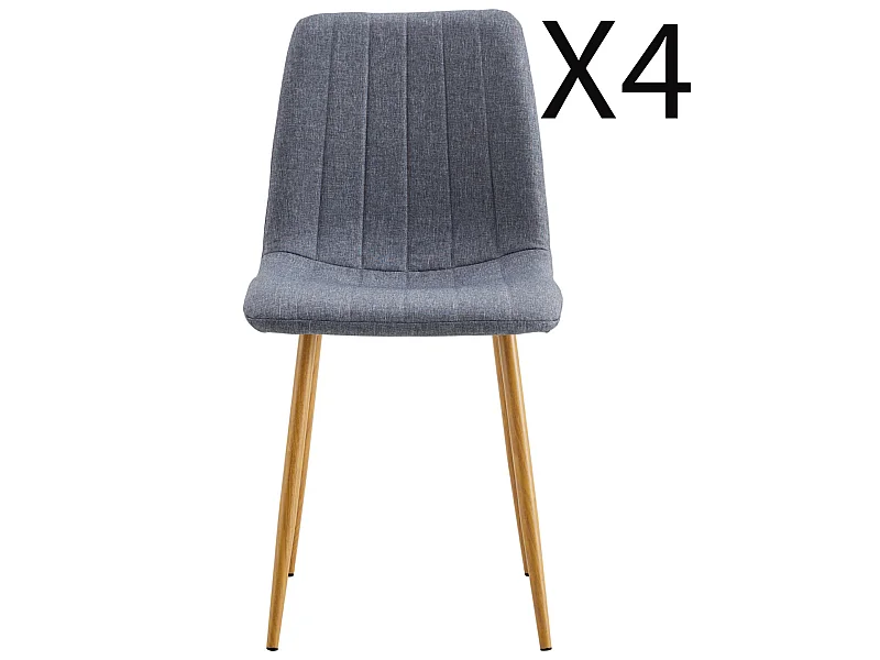 Lot de 4 chaises de salle à manger rembourées en tissu coloris Gris