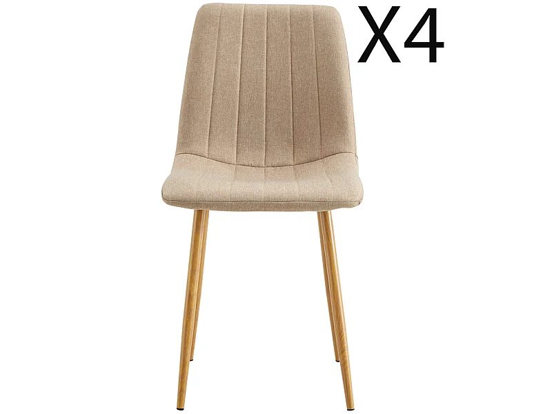 Lot de 4 chaises de salle à manger rembourées en tissu coloris Beige